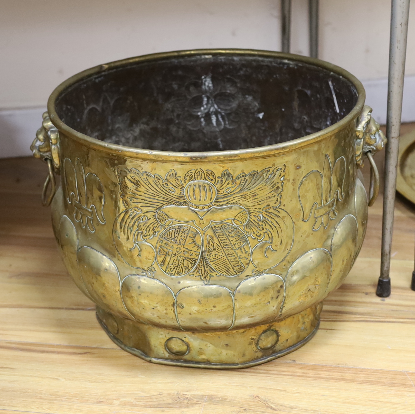 A 19th century Dutch brass coal bin, 32cms high